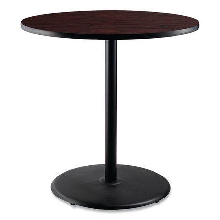 NATIONAL PUBLIC SEATING Cafe Table, 36in. Diameter x 42h, Round Top/Base, Mahogany Top, Black Base CT13636RB1MY